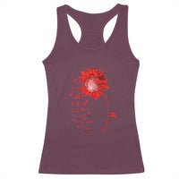 Sunflower Stroke Awareness Red Ribbon Racerback Tank Top