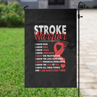 Stroke Warrior Garden Flag I know Pain Fear Feather Red Ribbon