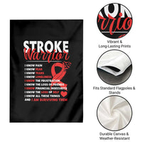 Stroke Warrior Garden Flag I know Pain Fear Feather Red Ribbon