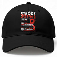 Stroke Warrior Baseball Cap I know Pain Fear Feather Red Ribbon