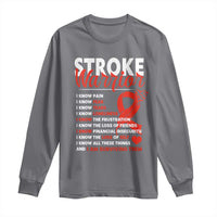 Stroke Warrior Long Sleeve Shirt I know Pain Fear Feather Red Ribbon