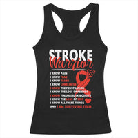 Stroke Warrior Racerback Tank Top I know Pain Fear Feather Red Ribbon