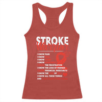 Stroke Warrior Racerback Tank Top I know Pain Fear Feather Red Ribbon