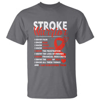 Stroke Warrior T Shirt I know Pain Fear Feather Red Ribbon