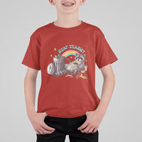 Funny Raccoon T Shirt For Kid Stay Trashy Rainbow Bin Cute Trash Panda - Wonder Print Shop