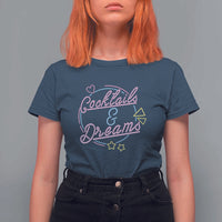 80s Vintage Style T Shirt For Women Cocktails And Dreams Neon Sign Summer Vibe - Wonder Print Shop