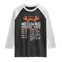 Funny Mechanic Hourly Rate Auto Car Mechanic Labor Rates Raglan Shirt - Wonder Print Shop