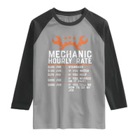 Funny Mechanic Hourly Rate Auto Car Mechanic Labor Rates Raglan Shirt - Wonder Print Shop