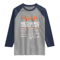 Funny Mechanic Hourly Rate Auto Car Mechanic Labor Rates Raglan Shirt - Wonder Print Shop