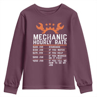 Funny Mechanic Hourly Rate Auto Car Mechanic Labor Rates Youth Sweatshirt - Wonder Print Shop