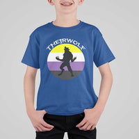 Non Binary T Shirt For Kid Theirwolf Enby Flag LGBTQ Pride - Wonder Print Shop