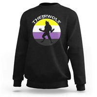 Non Binary Sweatshirt Theirwolf Enby Flag LGBTQ Pride - Wonder Print Shop