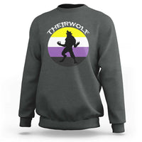 Non Binary Sweatshirt Theirwolf Enby Flag LGBTQ Pride - Wonder Print Shop