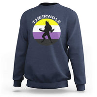 Non Binary Sweatshirt Theirwolf Enby Flag LGBTQ Pride - Wonder Print Shop
