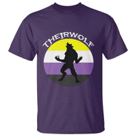 Non Binary T Shirt Theirwolf Enby Flag LGBTQ Pride - Wonder Print Shop