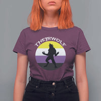 Non Binary T Shirt For Women Theirwolf Enby Flag LGBTQ Pride - Wonder Print Shop