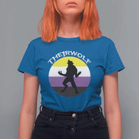 Non Binary T Shirt For Women Theirwolf Enby Flag LGBTQ Pride - Wonder Print Shop