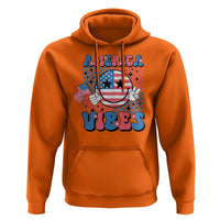American Vibes Hoodie Retro Groovy USA Pride Flag 4th Of July - Wonder Print Shop