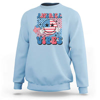 American Vibes Sweatshirt Retro Groovy USA Pride Flag 4th Of July - Wonder Print Shop