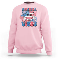 American Vibes Sweatshirt Retro Groovy USA Pride Flag 4th Of July - Wonder Print Shop