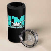 Funny Swimming 4 in 1 Can Cooler Tumbler I'm Unstoppable Swim Cool Practice Butterfly Swimming - Wonder Print Shop