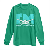 Funny Swimming Long Sleeve Shirt I'm Unstoppable Swim Cool Practice Butterfly Swimming - Wonder Print Shop