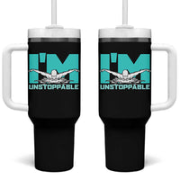 Funny Swimming Tumbler With Handle I'm Unstoppable Swim Cool Practice Butterfly Swimming - Wonder Print Shop