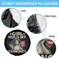 Funny Girl Hold My Earrings Spare Tire Cover Statue of Liberty American Flag - Wonder Print Shop
