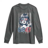 Funny 8647 Impeach 47 Girls American Flag Long Sleeve Shirt - Wonder Print Shop