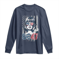 Funny 8647 Impeach 47 Girls American Flag Long Sleeve Shirt - Wonder Print Shop