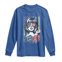 Funny 8647 Impeach 47 Girls American Flag Long Sleeve Shirt - Wonder Print Shop