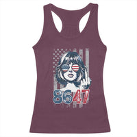 Funny 8647 Impeach 47 Girls American Flag Racerback Tank Top - Wonder Print Shop