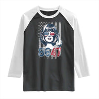 Funny 8647 Impeach 47 Girls American Flag Raglan Shirt - Wonder Print Shop