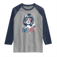 Funny 8647 Impeach 47 Girls American Flag Raglan Shirt - Wonder Print Shop