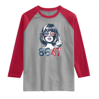 Funny 8647 Impeach 47 Girls American Flag Raglan Shirt - Wonder Print Shop