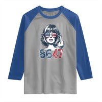 Funny 8647 Impeach 47 Girls American Flag Raglan Shirt - Wonder Print Shop