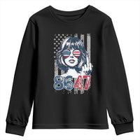 Funny 8647 Impeach 47 Girls American Flag Youth Sweatshirt - Wonder Print Shop