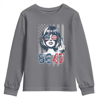 Funny 8647 Impeach 47 Girls American Flag Youth Sweatshirt - Wonder Print Shop
