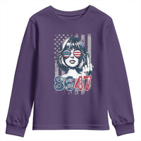 Funny 8647 Impeach 47 Girls American Flag Youth Sweatshirt - Wonder Print Shop