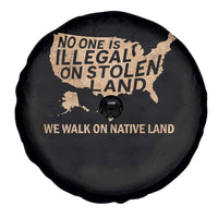 No One Is Illegal On Stolen Land Spare Tire Cover We Walk On Native Land Vintage American Map - Wonder Print Shop