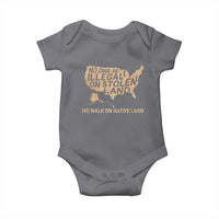 No One Is Illegal On Stolen Land Baby Onesie We Walk On Native Land Vintage American Map - Wonder Print Shop