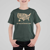 No One Is Illegal On Stolen Land T Shirt For Kid We Walk On Native Land Vintage American Map - Wonder Print Shop