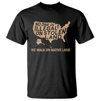 No One Is Illegal On Stolen Land T Shirt We Walk On Native Land Vintage American Map - Wonder Print Shop