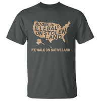 No One Is Illegal On Stolen Land T Shirt We Walk On Native Land Vintage American Map - Wonder Print Shop