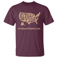 No One Is Illegal On Stolen Land T Shirt We Walk On Native Land Vintage American Map - Wonder Print Shop