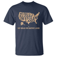 No One Is Illegal On Stolen Land T Shirt We Walk On Native Land Vintage American Map - Wonder Print Shop