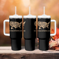 No One Is Illegal On Stolen Land Tumbler With Handle We Walk On Native Land Vintage American Map - Wonder Print Shop