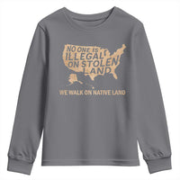 No One Is Illegal On Stolen Land Youth Sweatshirt We Walk On Native Land Vintage American Map - Wonder Print Shop