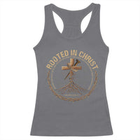 Rooted In Christ Racerback Tank Top Jesus Christian Cross Bible Verse - Wonder Print Shop