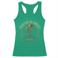 Rooted In Christ Racerback Tank Top Jesus Christian Cross Bible Verse - Wonder Print Shop